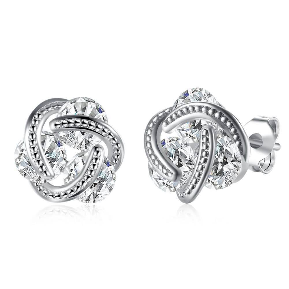 Sterling Silver Floating Stones Caged Earrings with Swarovski Crystals Silver Earrings - Tophatter Daily Deals