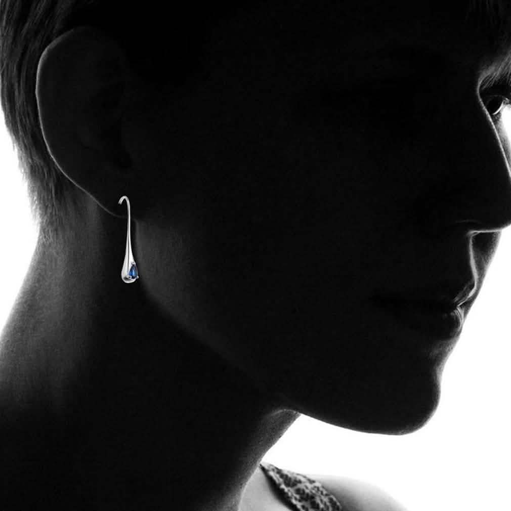 Sterling Silver Gemstone Water Drop Earrings Earrings - Tophatter Daily Deals