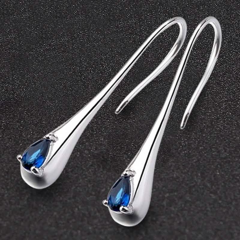 Sterling Silver Gemstone Water Drop Earrings Earrings - Tophatter Daily Deals