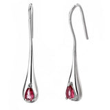 Sterling Silver Gemstone Water Drop Earrings Ruby Red Earrings - Tophatter Daily Deals