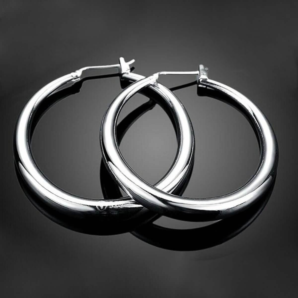 Sterling Silver Hoop Earrings Earrings - Tophatter Daily Deals