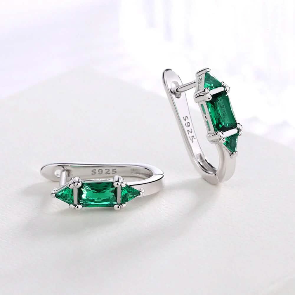 Sterling Silver Huggie with Swarovski Crystals Earrings - Tophatter Daily Deals