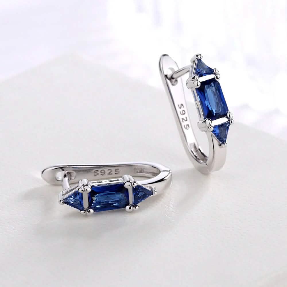 Sterling Silver Huggie with Swarovski Crystals Earrings - Tophatter Daily Deals