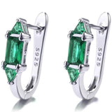 Sterling Silver Huggie with Swarovski Crystals Green Earrings - Tophatter Daily Deals