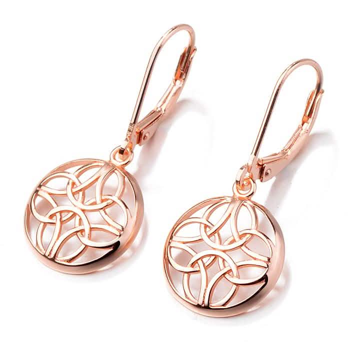 Sterling Silver Lever-Back Celtic Earrings Rose Gold Earrings - Tophatter Daily Deals