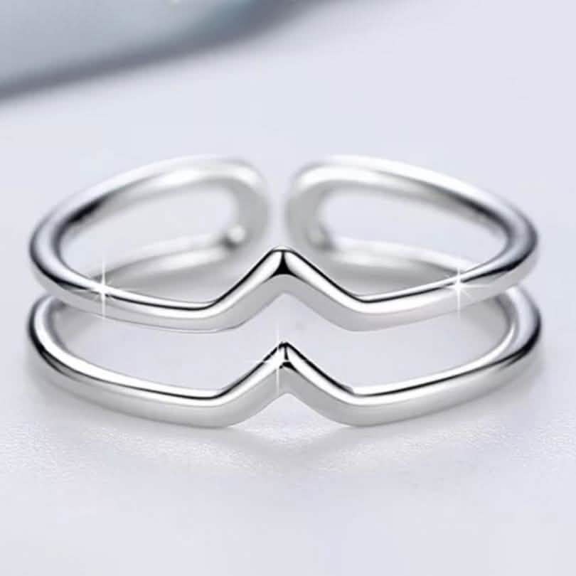 Sterling Silver Minimalist 2 Row Adjustable Bypass Ring Rings - Tophatter Daily Deals