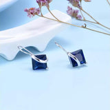 Sterling Silver Sapphire Diamond Cut Earring Earrings - Tophatter Daily Deals