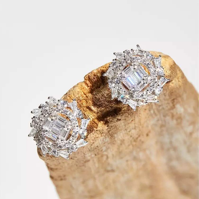 Sterling Silver Shooting Star Stud Earrings With Swarovski Crystals Earrings - Tophatter Daily Deals