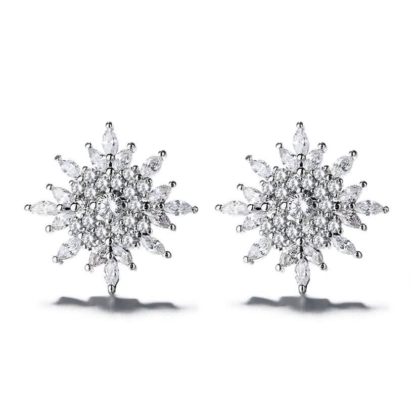 Sterling Silver Starburst Stud Earrings With Swarovski Crystals Earrings - Tophatter Daily Deals