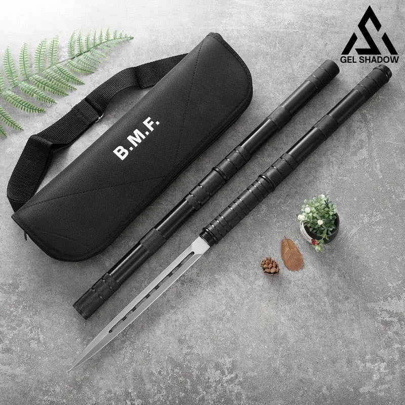 Stick Hidden Knife Baton-Style Tactical Baton-GS93 4 sections - Tophatter Daily Deals