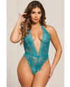 Floral Lace Halter Teddy with Satin Ribbon Ties Lingerie - Tophatter Daily Deals