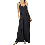 Stokeen Women's Summer Casual Plain Spaghetti Strap Maxi Dress Black Women's Dresses - Tophatter Daily Deals
