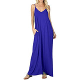 Stokeen Women's Summer Casual Plain Spaghetti Strap Maxi Dress Blue Women's Dresses - Tophatter Daily Deals