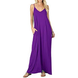Stokeen Women's Summer Casual Plain Spaghetti Strap Maxi Dress Purple Women's Dresses - Tophatter Daily Deals
