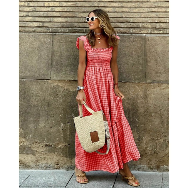 Women Strapless Ruffle Backless Dresses Red Maxi Dresses - Tophatter Daily Deals