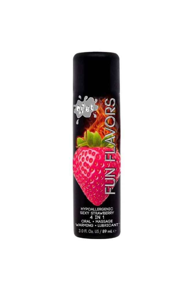 Wet - Fun Flavors - 4 in 1 Warming Flavored Lubricant - Strawberry - 3oz Liquid - Tophatter Daily Deals