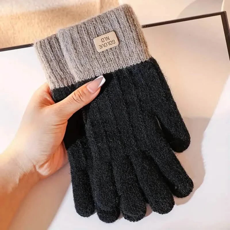 Stretch Knit Wool Full Finger Mittens Black Gloves, Scarves & Earmuffs - Tophatter Daily Deals