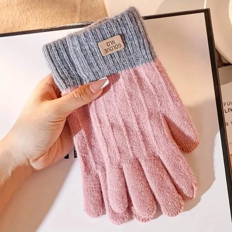 Stretch Knit Wool Full Finger Mittens Pink Gloves, Scarves & Earmuffs - Tophatter Daily Deals
