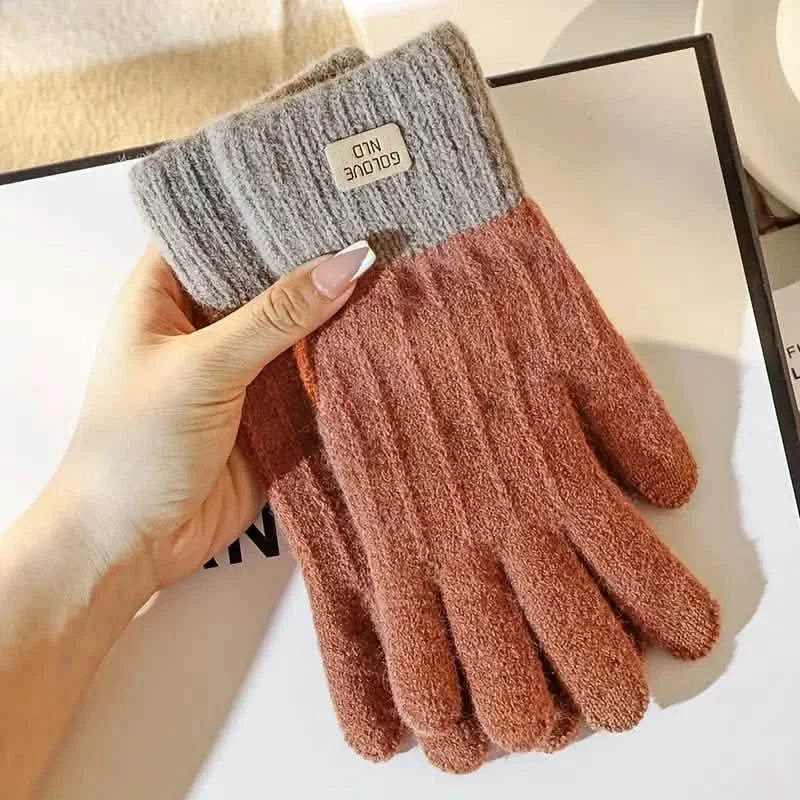 Stretch Knit Wool Full Finger Mittens Rust Gloves, Scarves & Earmuffs - Tophatter Daily Deals