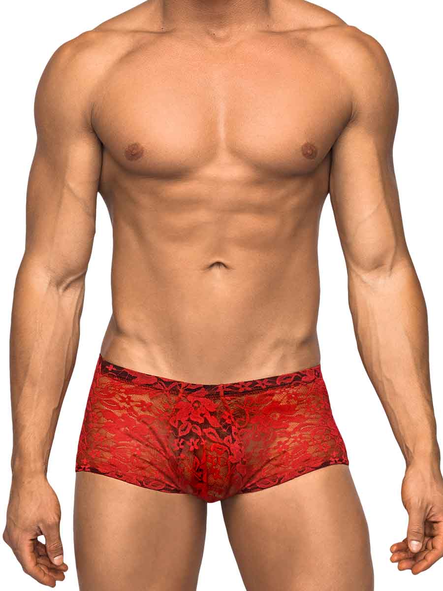 Red Stretch Lace Mini Short Underwear - Tophatter Daily Deals