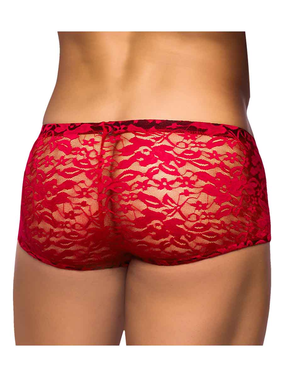 Red Stretch Lace Mini Short Underwear - Tophatter Daily Deals