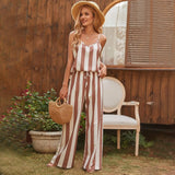 Striped Cami Top and Knot Waist Pants Apricot Women's Dresses - Tophatter Daily Deals