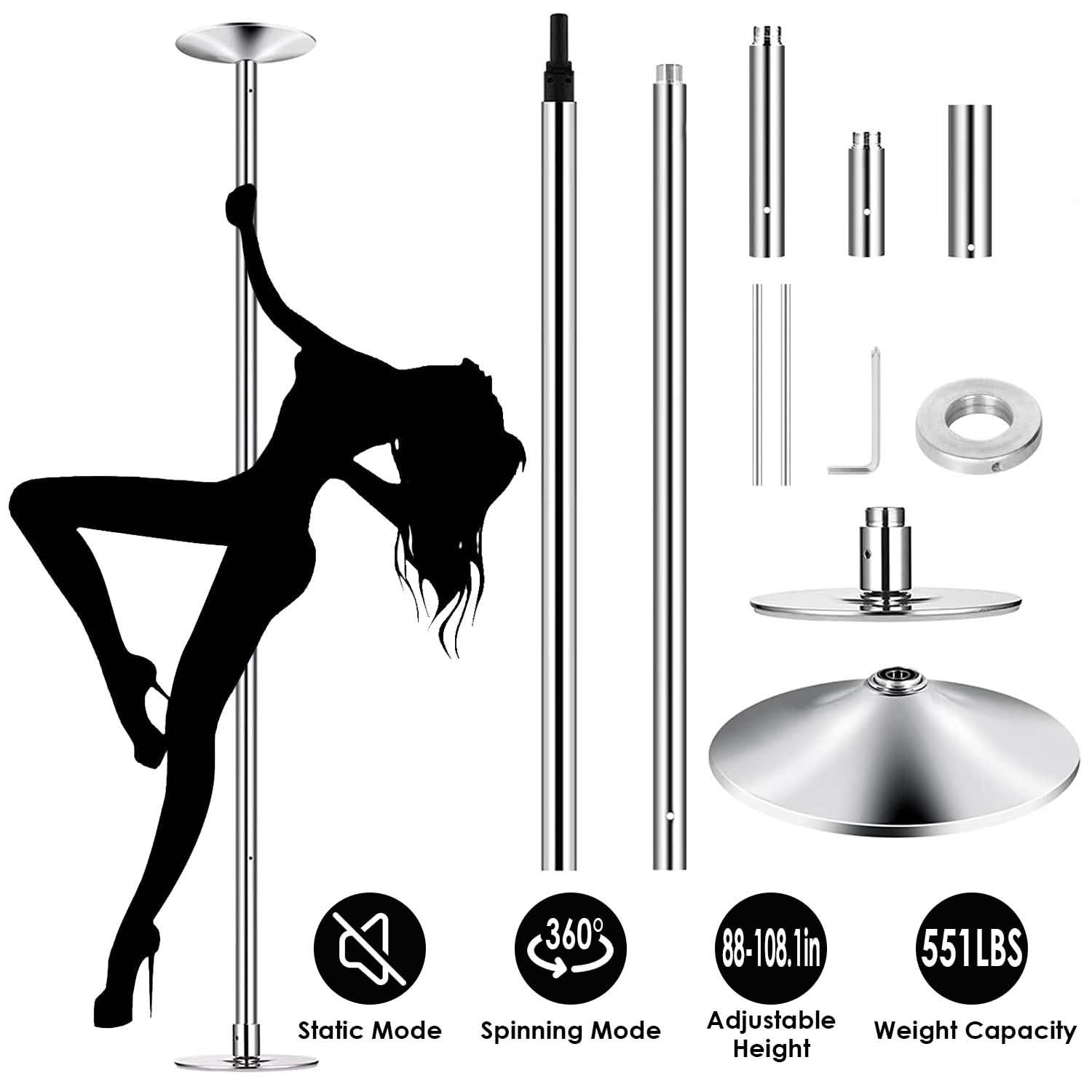 Stripper Dance Pole 45mm Spinning Static Dancing Pole Everything Else - Tophatter Daily Deals