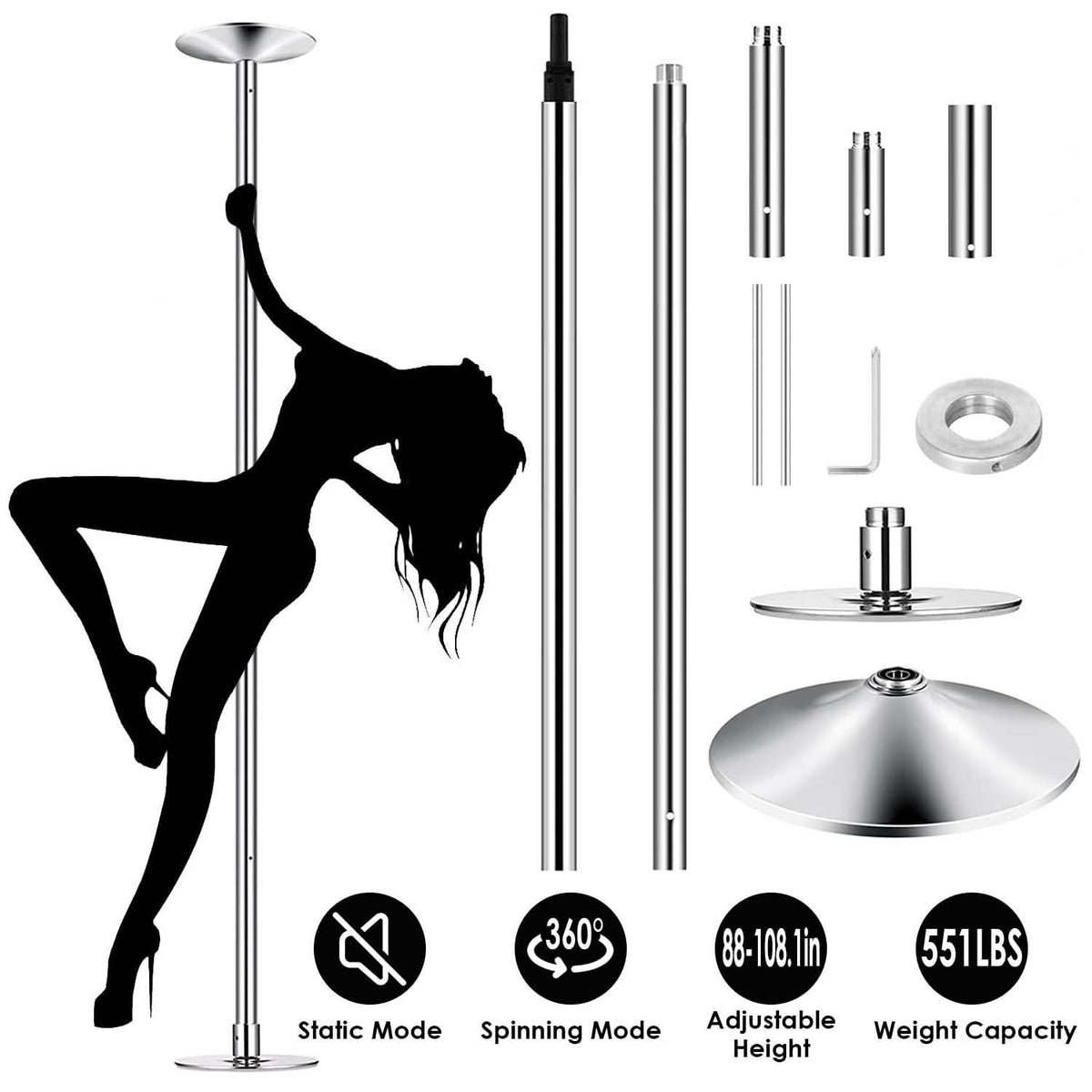 Stripper Dance Pole 45mm Spinning Static Dancing Pole Everything Else - Tophatter Daily Deals
