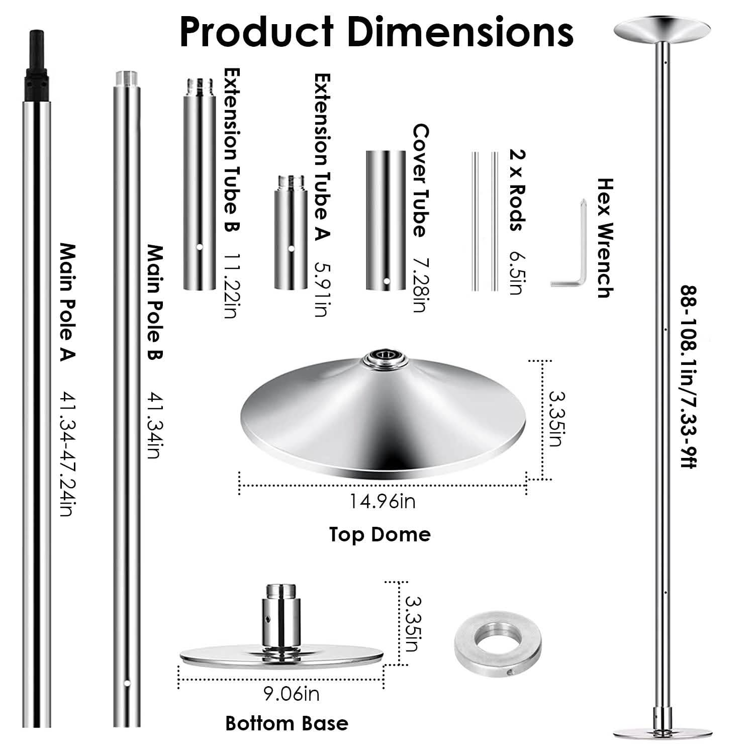 Stripper Dance Pole 45mm Spinning Static Dancing Pole Everything Else - Tophatter Daily Deals