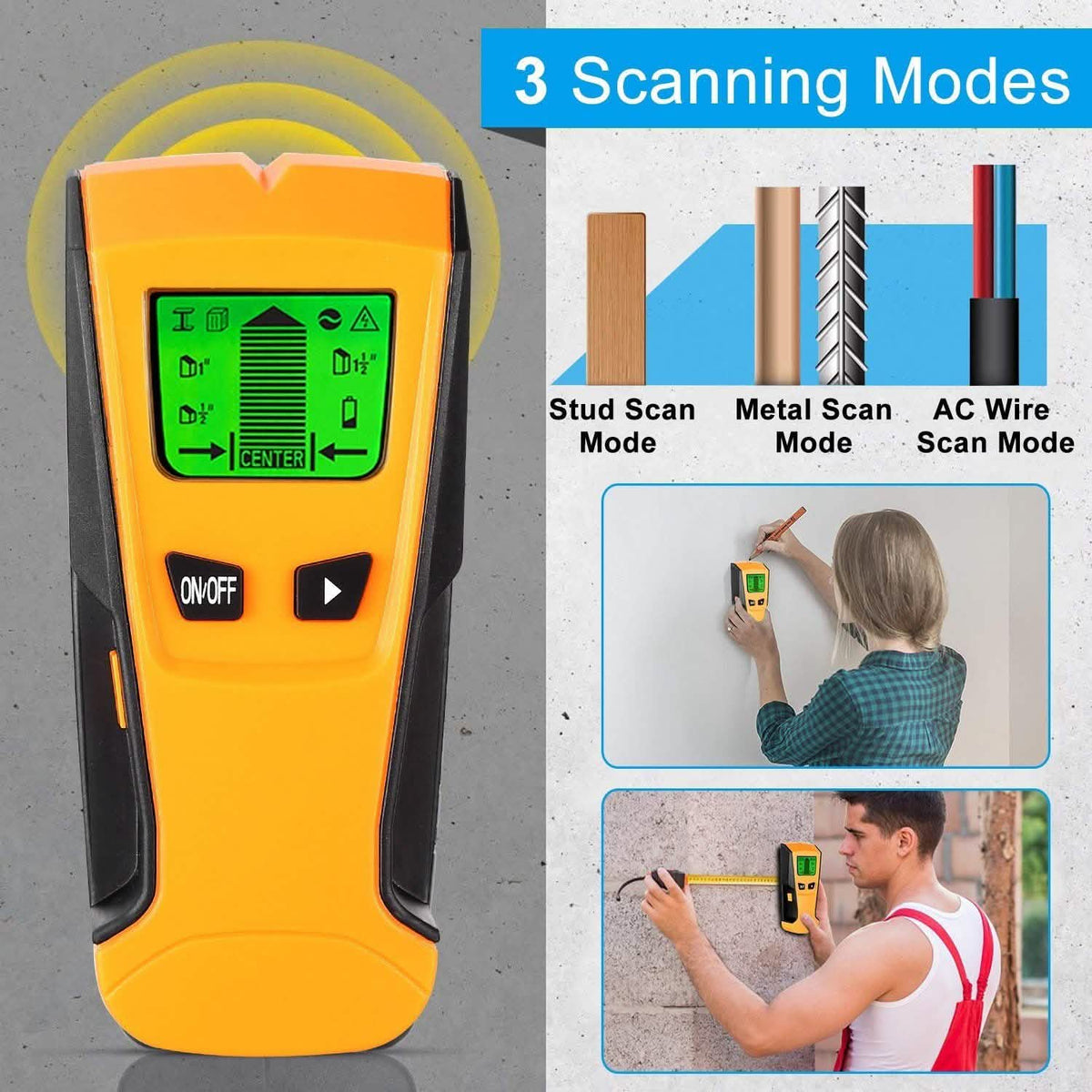 Stud Center Finder Wall Scanner AC Live Wire Detector with LCD Display Home Improvement - Tophatter Daily Deals