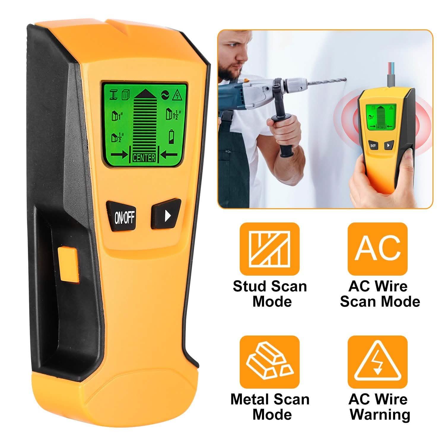 Stud Center Finder Wall Scanner AC Live Wire Detector with LCD Display Home Improvement - Tophatter Daily Deals