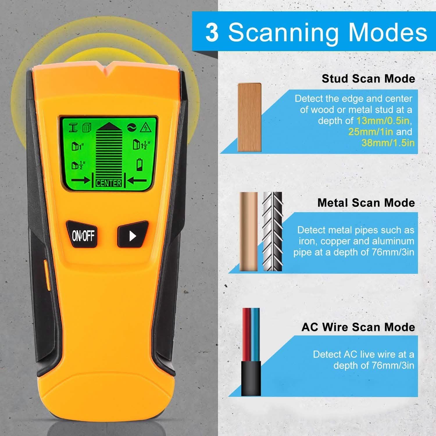 Stud Center Finder Wall Scanner AC Live Wire Detector with LCD Display Home Improvement - Tophatter Daily Deals