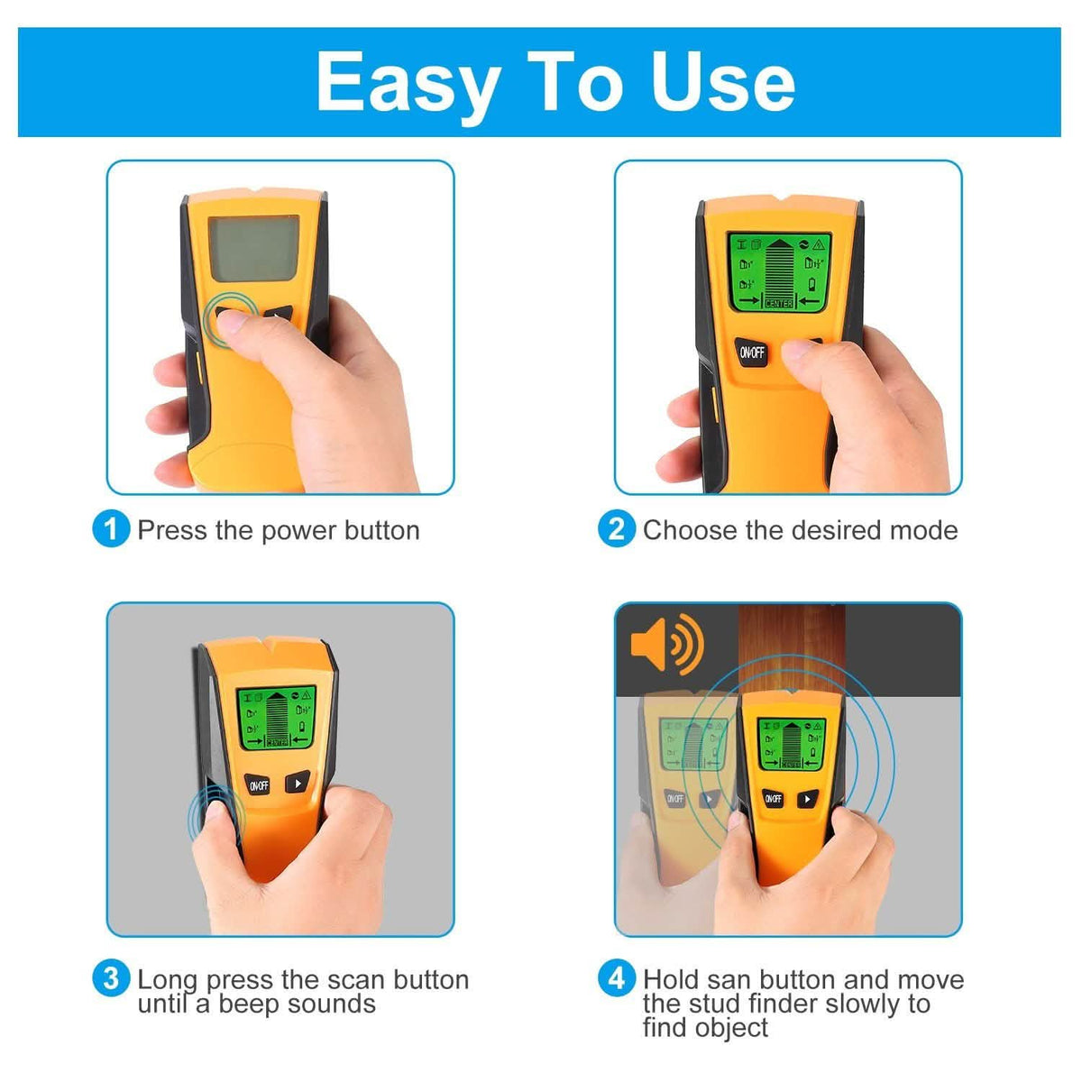 Stud Center Finder Wall Scanner AC Live Wire Detector with LCD Display Home Improvement - Tophatter Daily Deals