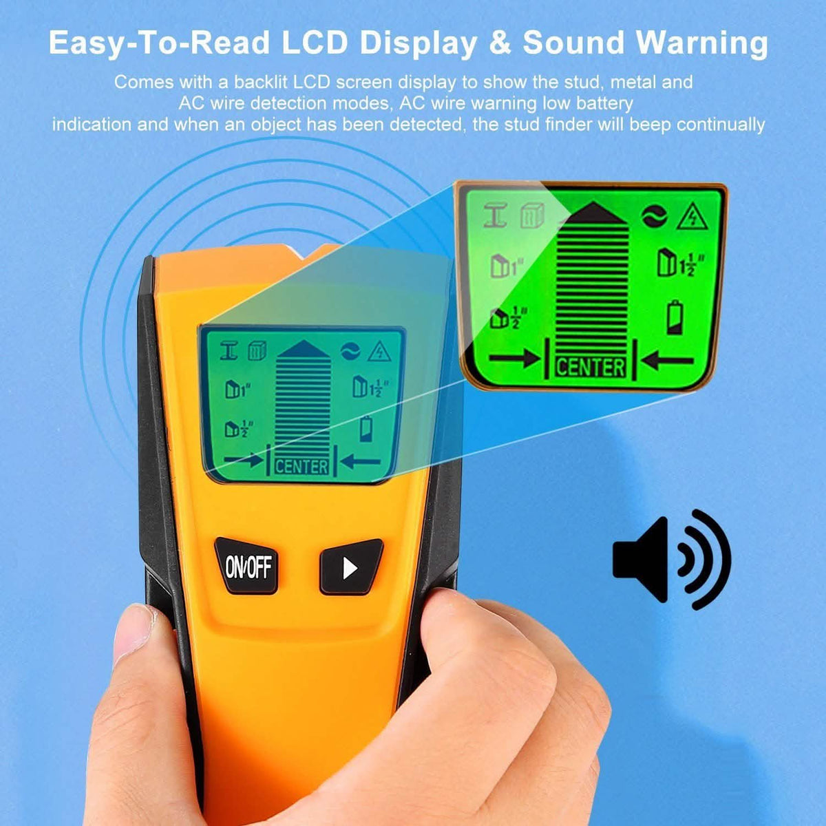Stud Center Finder Wall Scanner AC Live Wire Detector with LCD Display Home Improvement - Tophatter Daily Deals