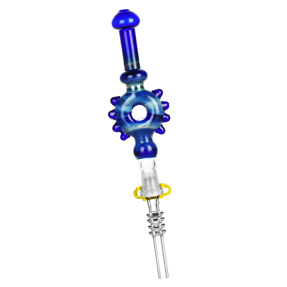 Studded Donut Dab Straw Quartz Transparent Dark Blue Glass Dab Straws - Tophatter Daily Deals