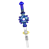 Studded Donut Dab Straw Quartz Transparent Dark Blue Glass Dab Straws - Tophatter Daily Deals