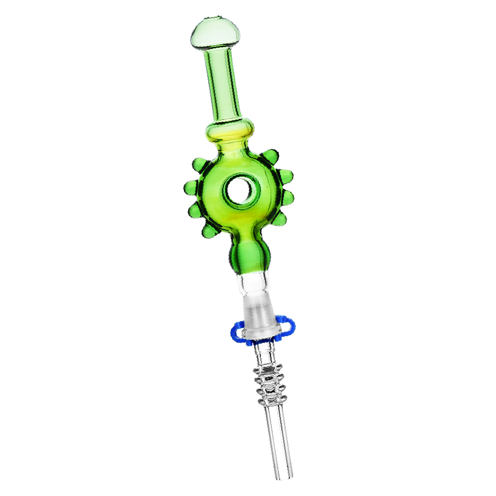 Studded Donut Dab Straw Quartz Transparent Green Glass Dab Straws - Tophatter Daily Deals