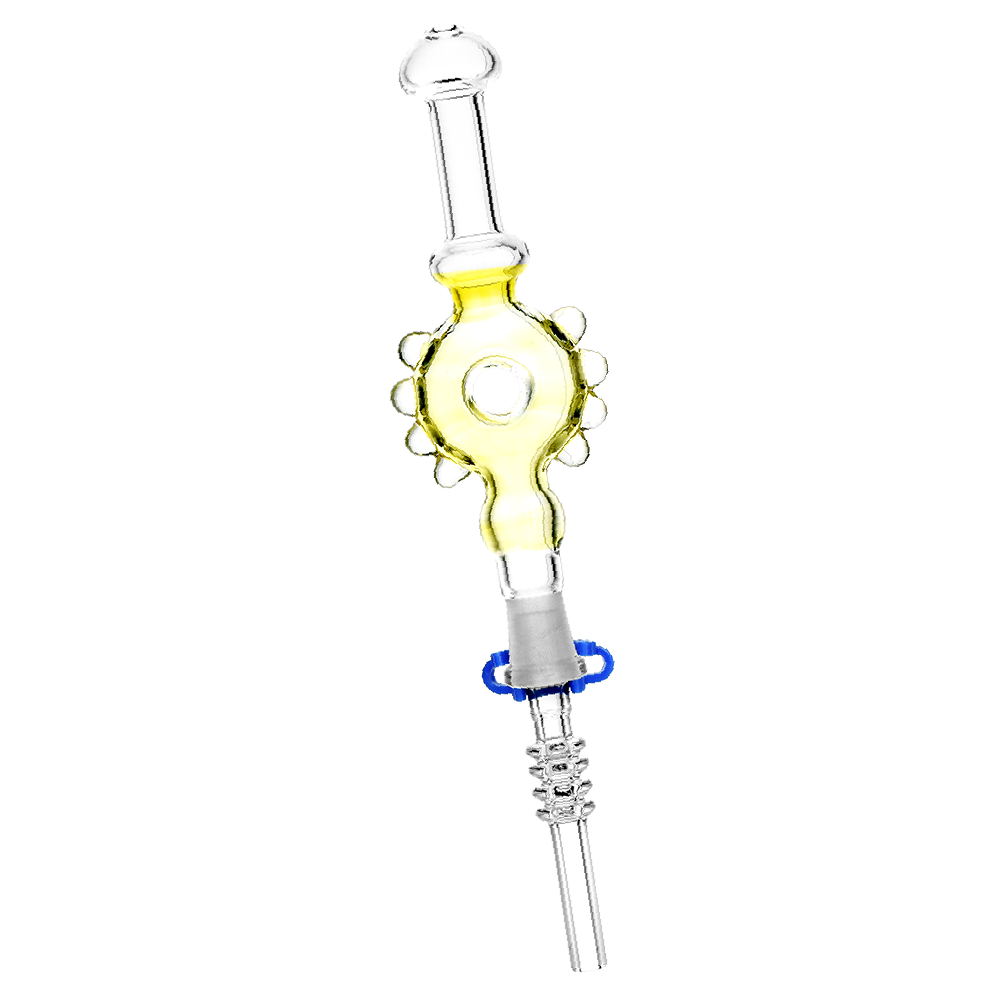 Studded Donut Dab Straw Quartz Transparent Yellow Glass Dab Straws - Tophatter Daily Deals