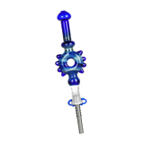 Studded Donut Dab Straw Titanium Transparent Dark Blue Glass Dab Straws - Tophatter Daily Deals