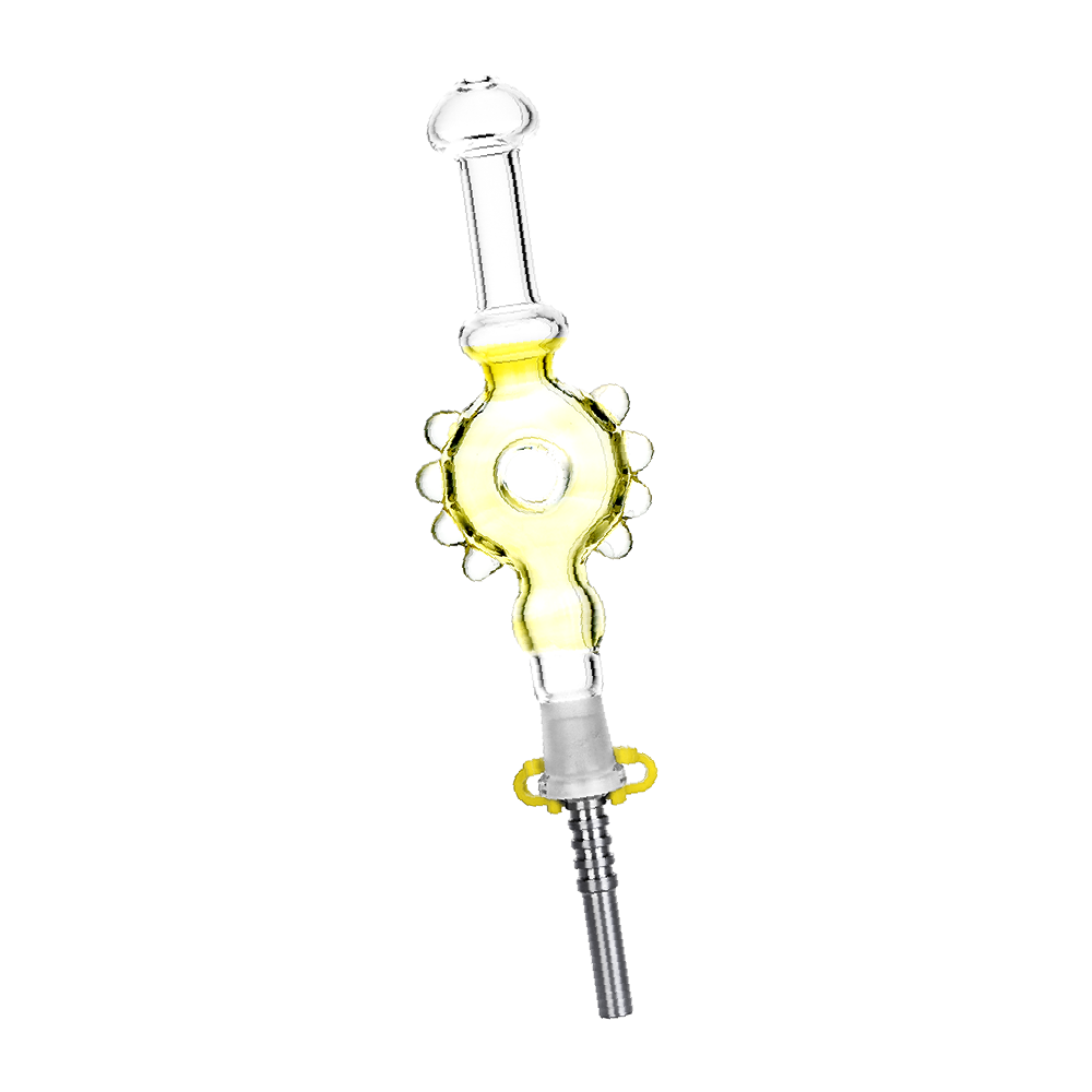 Studded Donut Dab Straw Titanium Transparent Yellow Glass Dab Straws - Tophatter Daily Deals