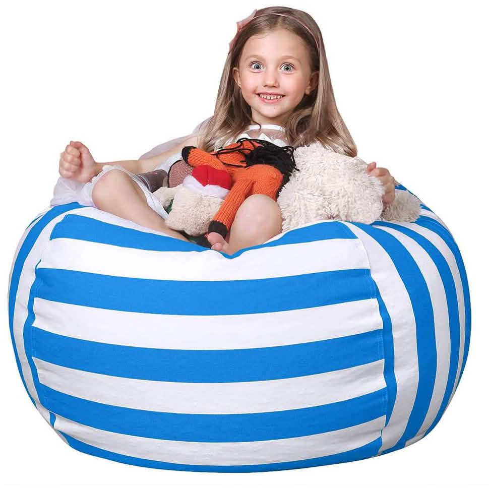 Stuffed Animal Storage Bean Bag Chair Cover Blue Toys & Games - Tophatter Daily Deals