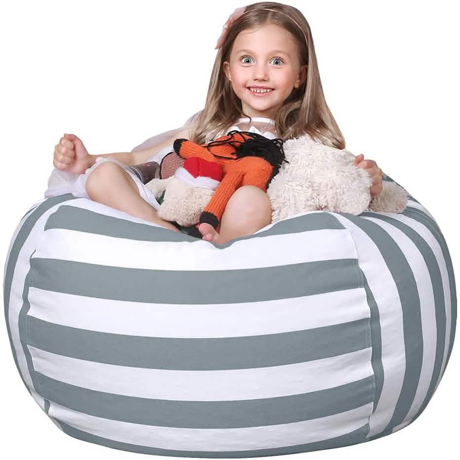 Stuffed Animal Storage Bean Bag Chair Cover Gray Toys & Games - Tophatter Daily Deals