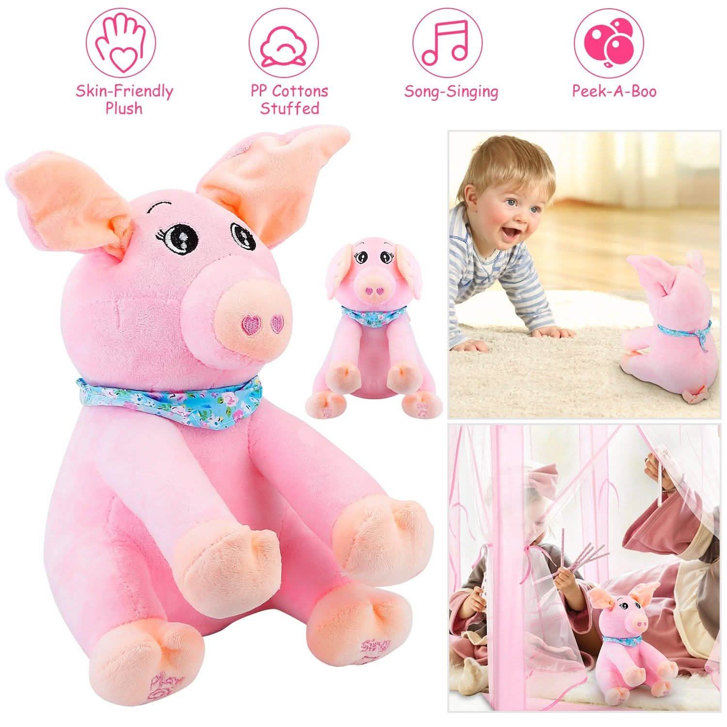 Stuffed Plush Pig Doll Pick-a-Boo Animated Toy Toys & Games - Tophatter Daily Deals