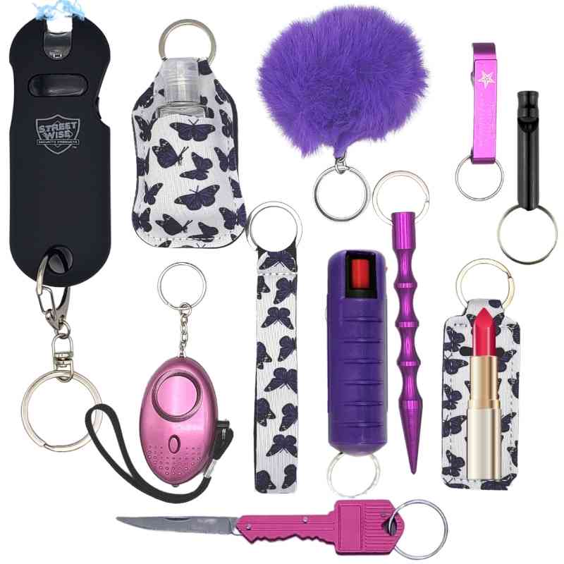 Fight Fobs® Butterfly Self Defense Key Chain Set Luxe (+Stun Gun+Key Knife) Self-Defense Keychains - Tophatter Daily Deals