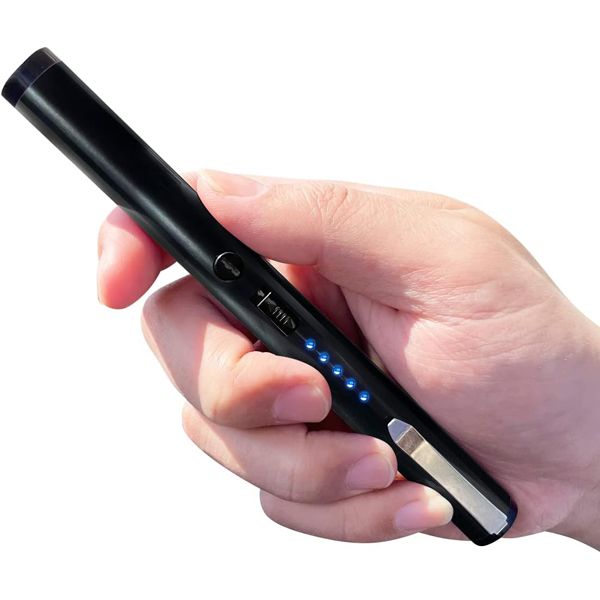 40 MILLION Volts Pen Stun Gun Flashlight with battery meter and pocket clip Black - Tophatter Daily Deals