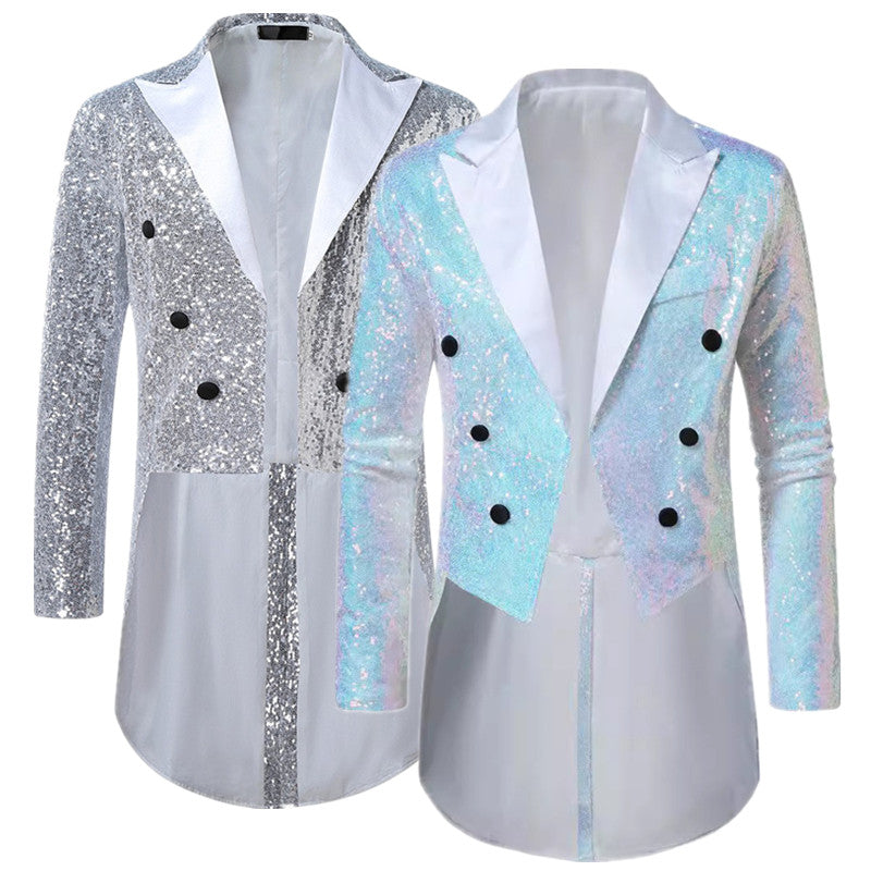 British Style Men Luxury Sequined Tuxedo Suit Jacket Coats & Jackets - Tophatter Daily Deals