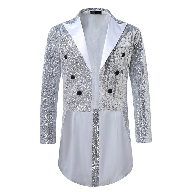 British Style Men Luxury Sequined Tuxedo Suit Jacket Coats & Jackets - Tophatter Daily Deals