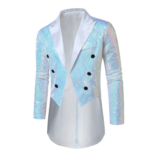 British Style Men Luxury Sequined Tuxedo Suit Jacket White Coats & Jackets - Tophatter Daily Deals