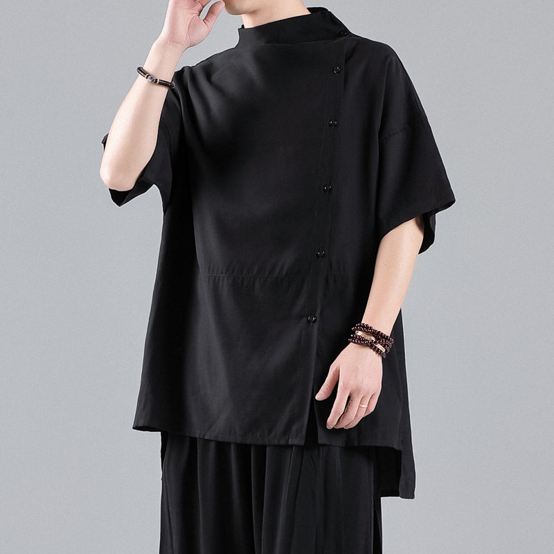 Stylish Men Summer Cotton Linen Black T shirt Blouse Men's Clothing - Tophatter Daily Deals