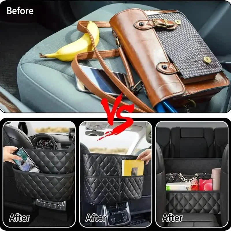 Stylish PU Leather Handbag Car-Mounted Storage Bag Automotive - Tophatter Daily Deals